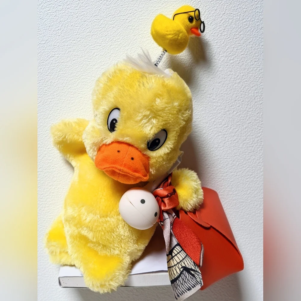 Yellow Duck Puppet Set :New hair pin 72 Krn origami paper 24 Crayons bag new